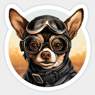 Chihuaha Dog Funny Pilot Sticker